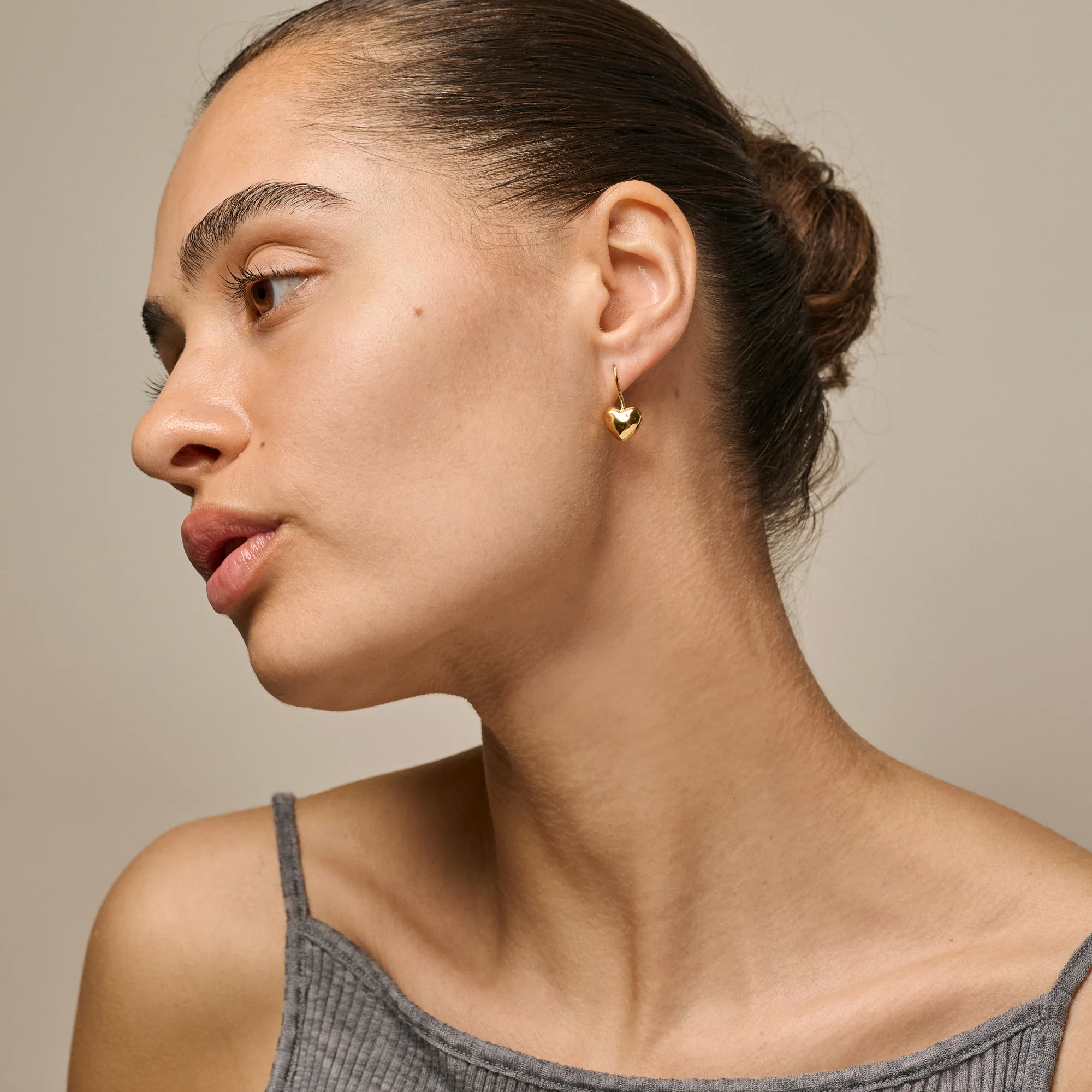 Earrings, Poma Drop Heart - Image 2